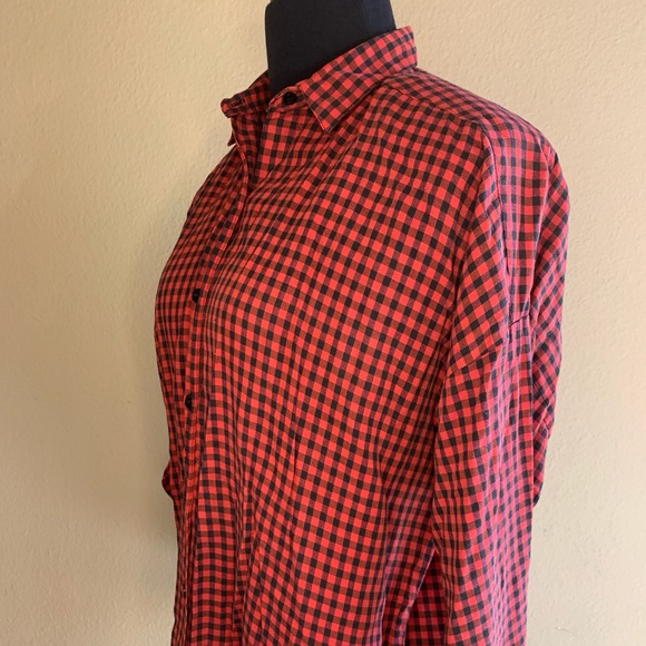 Big 80s Check Shirt Medium w/ Removable Shoulder pads Great Cond Poly. Cotton - Picture 2 of 7